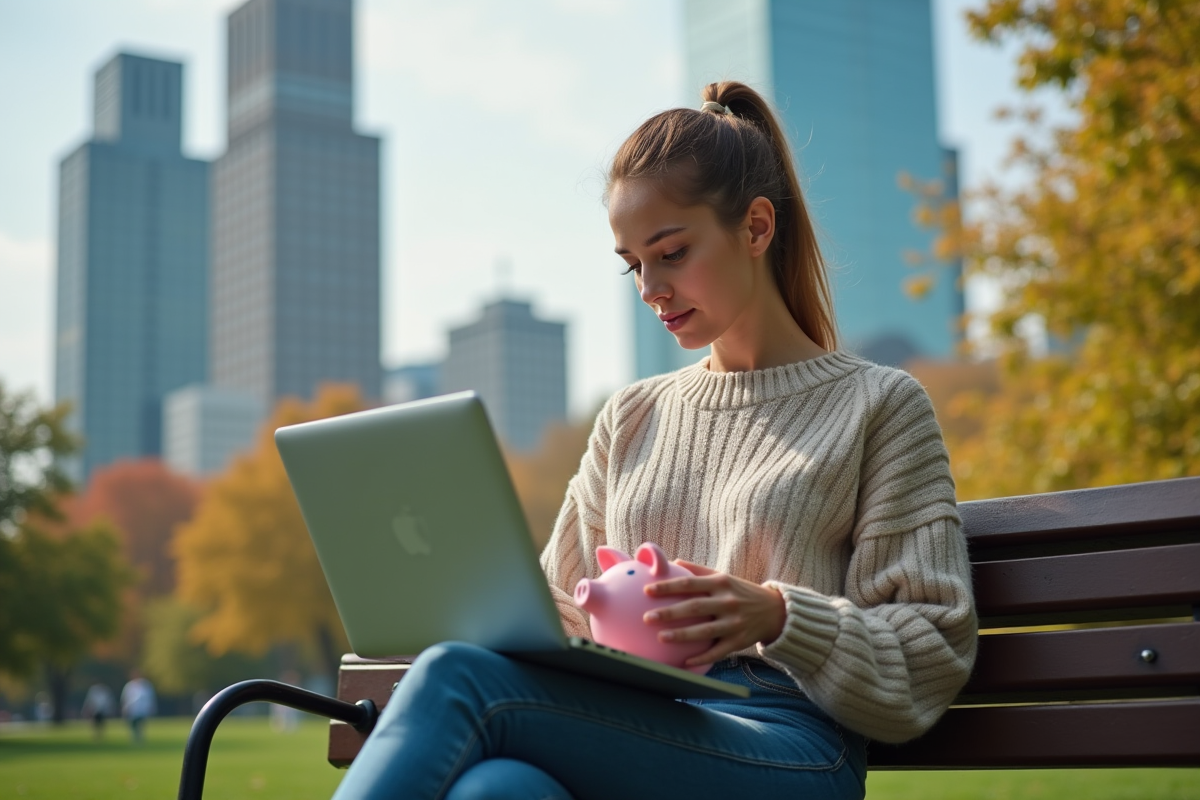 Jeune femme analysant ses investissements en ville