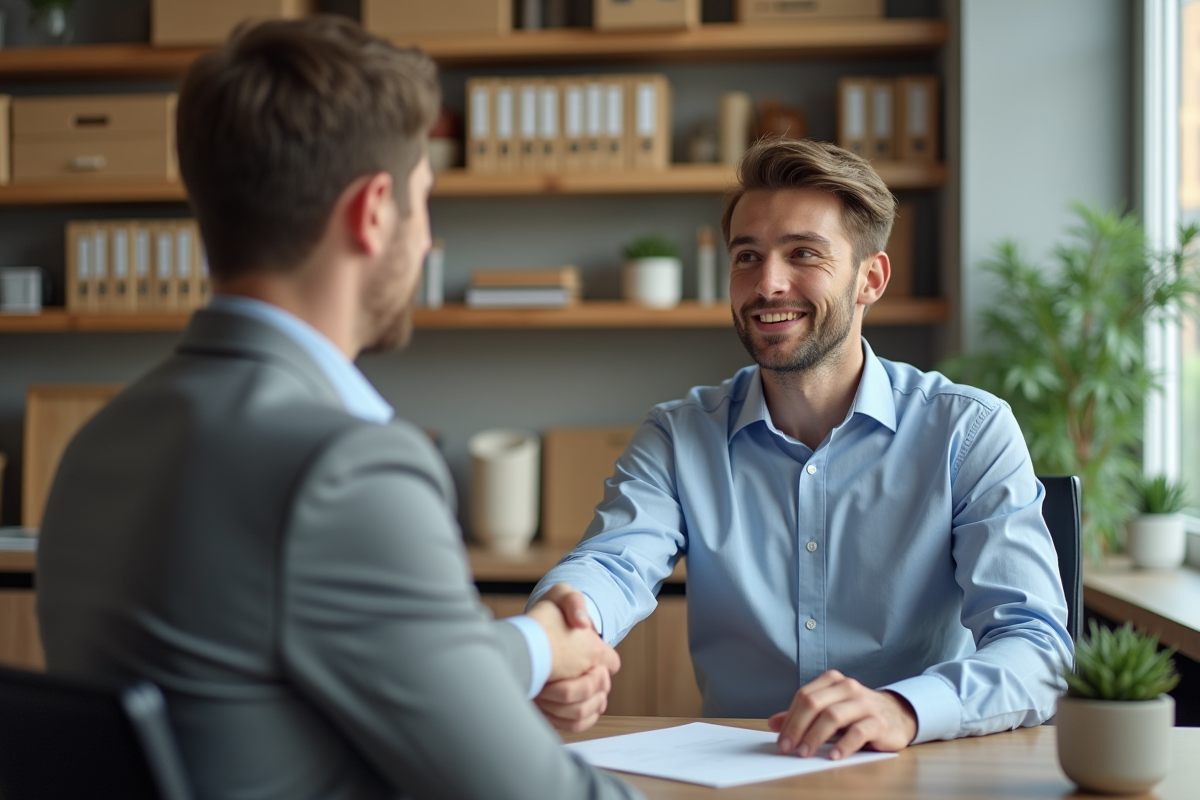 Jeune homme serrant la main d